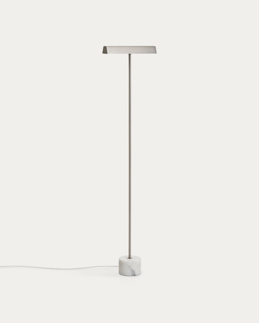 Lynor brushed steel floor lamp with white marble base