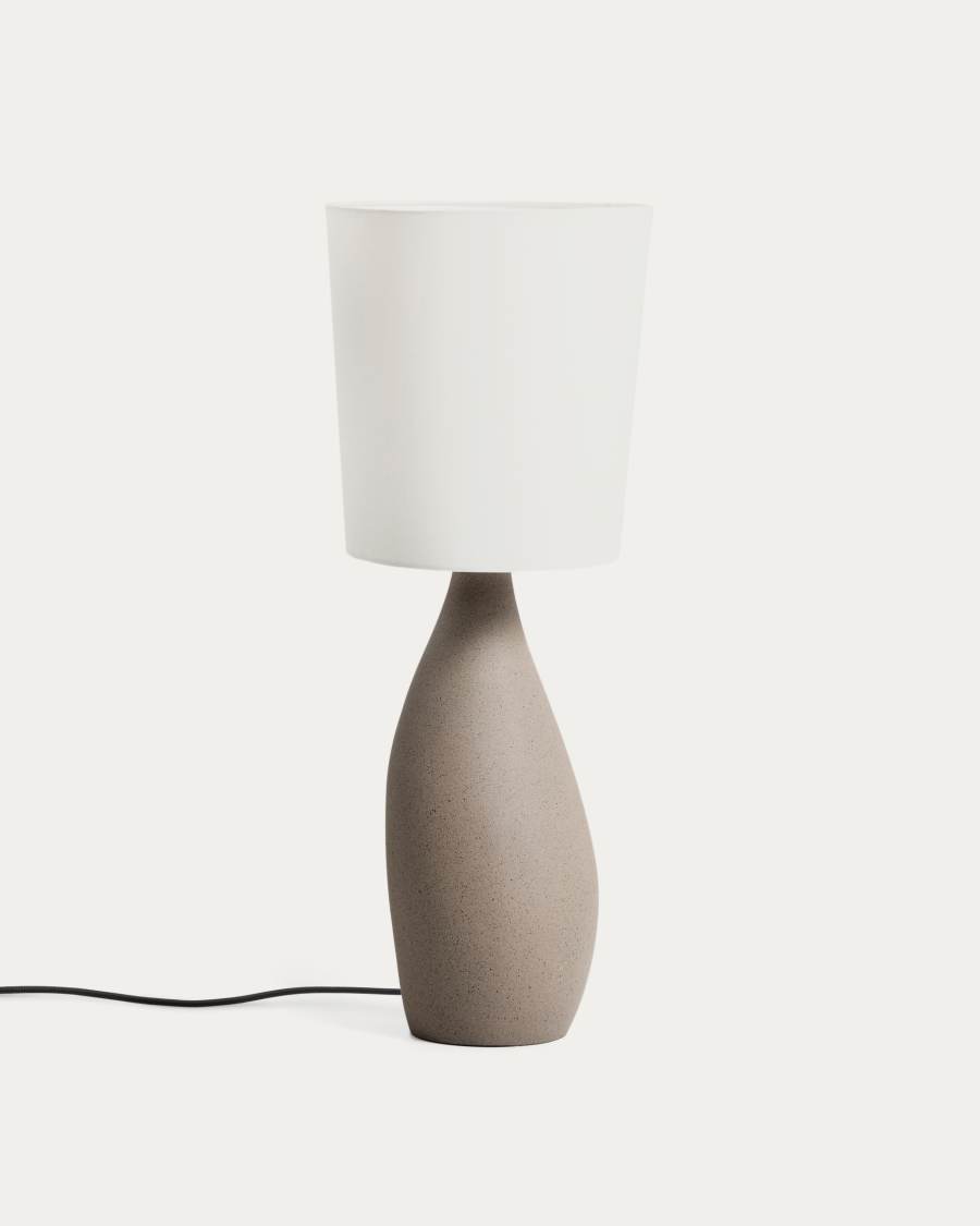 Viona large table lamp with textured stone effect and cotton lampshade