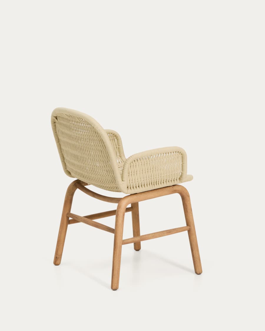 Alipa chair with armrests in FSC 100% solid acacia wood and ecru rope cord