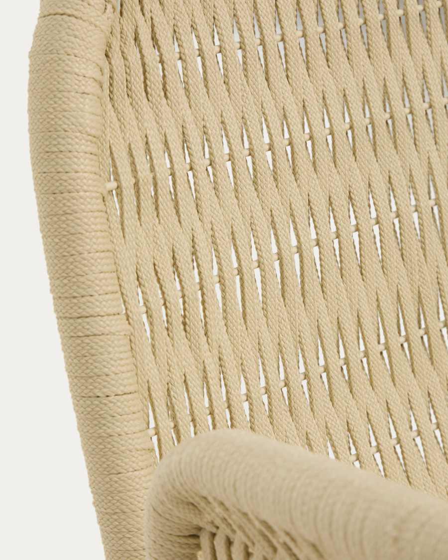 Alipa chair with armrests in FSC 100% solid acacia wood and ecru rope cord