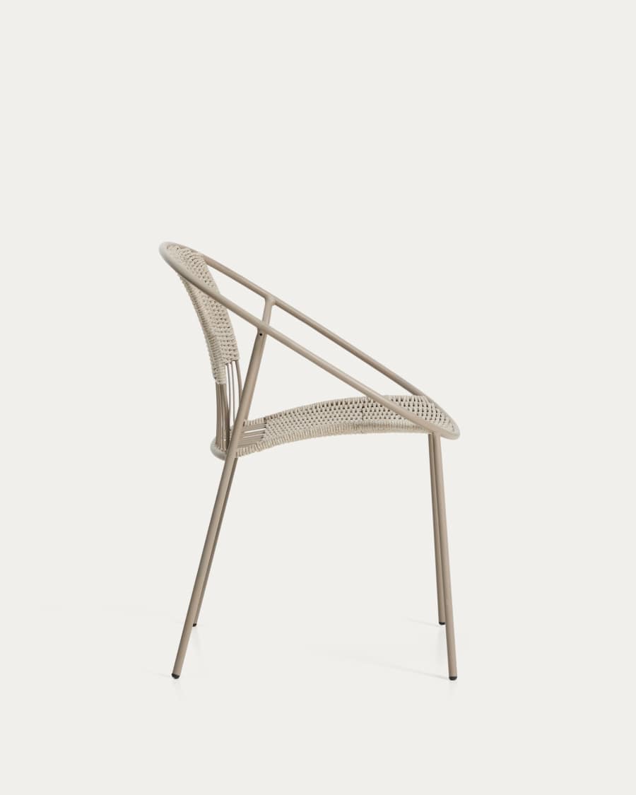 Sedia Atrani in acciaio zincato e corda color tortora