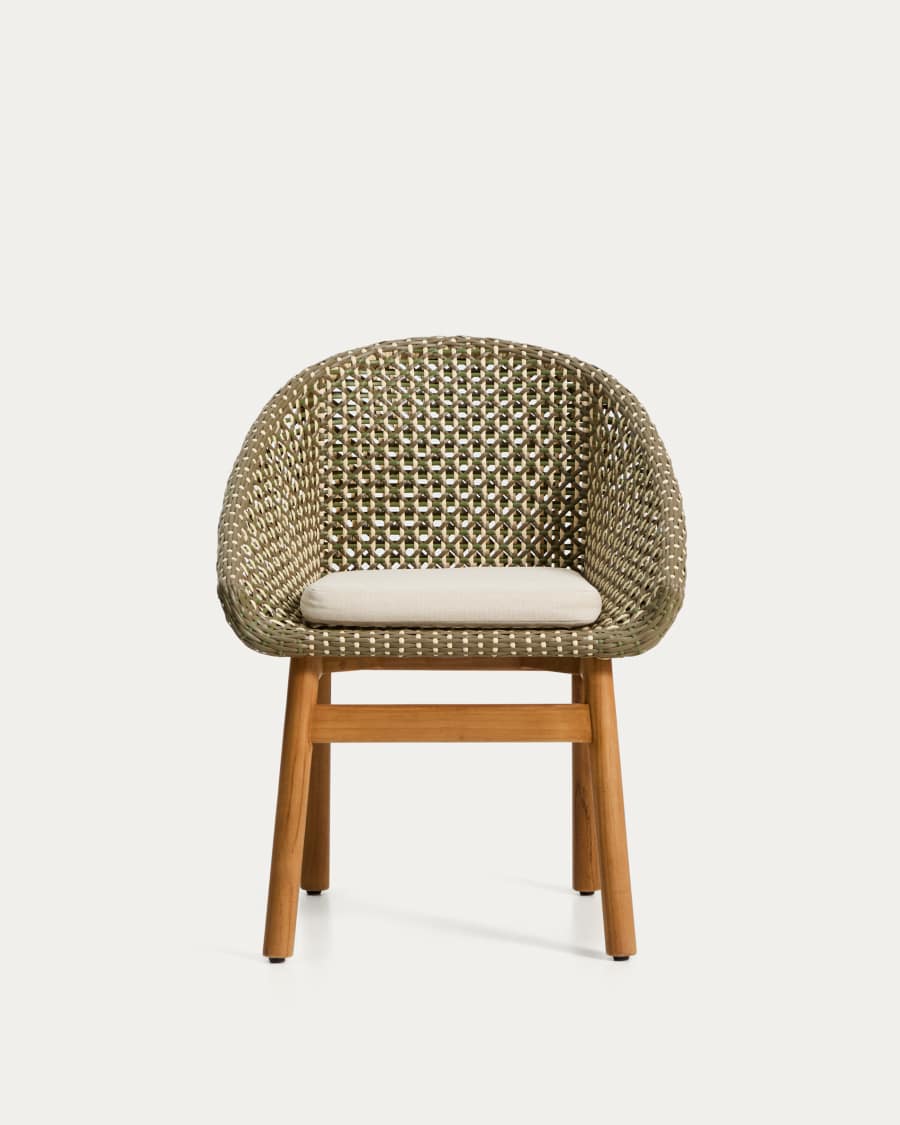 Olbia chair in synthetic rattan and FSC 100% solid teak wood