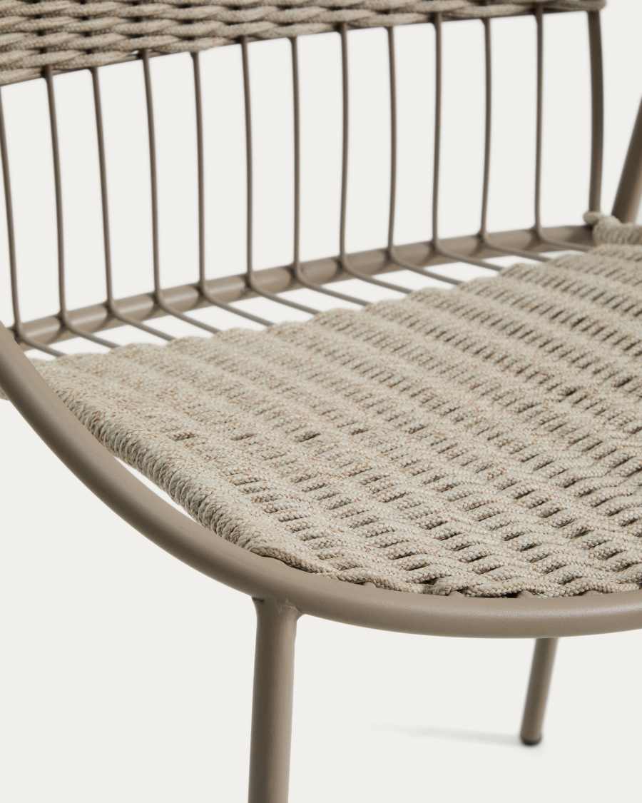 Sedia Atrani in acciaio zincato e corda color tortora