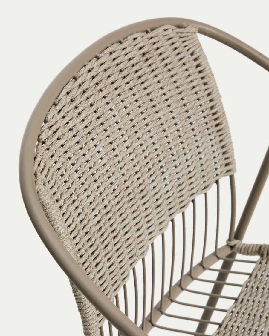 Sedia Atrani in acciaio zincato e corda color tortora