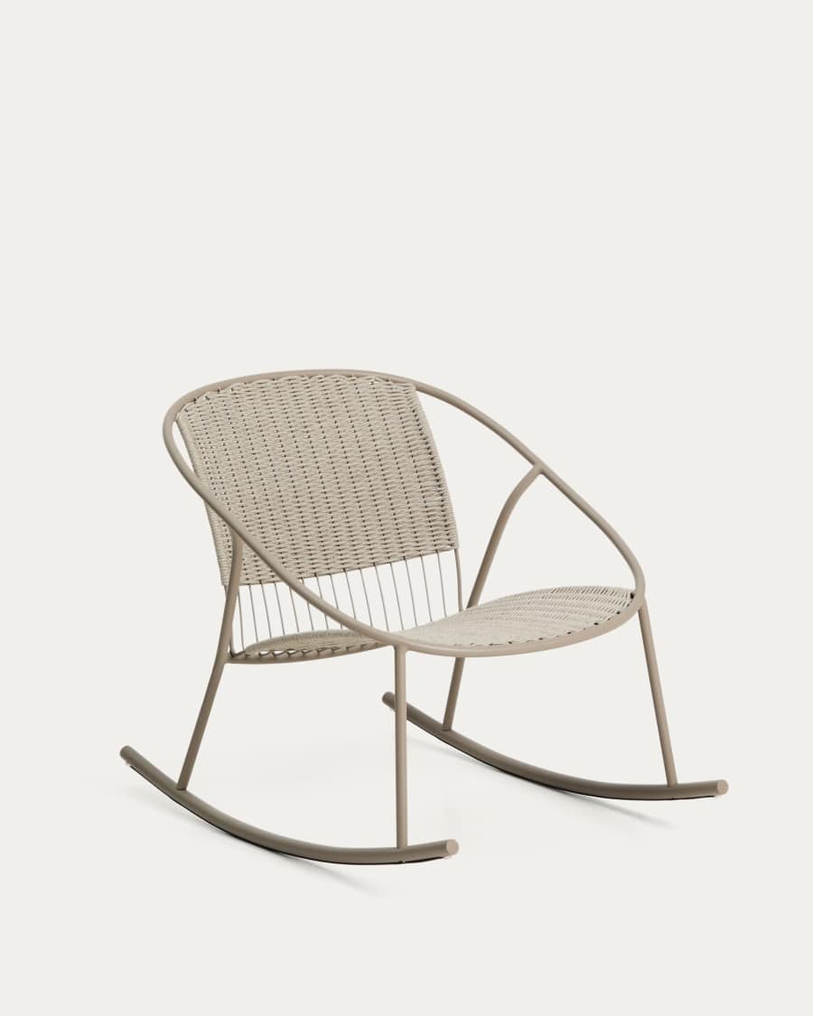 Sedia a dondolo Atrani in acciaio zincato e corda color tortora