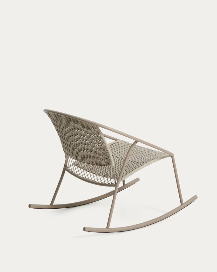 Sedia a dondolo Atrani in acciaio zincato e corda color tortora