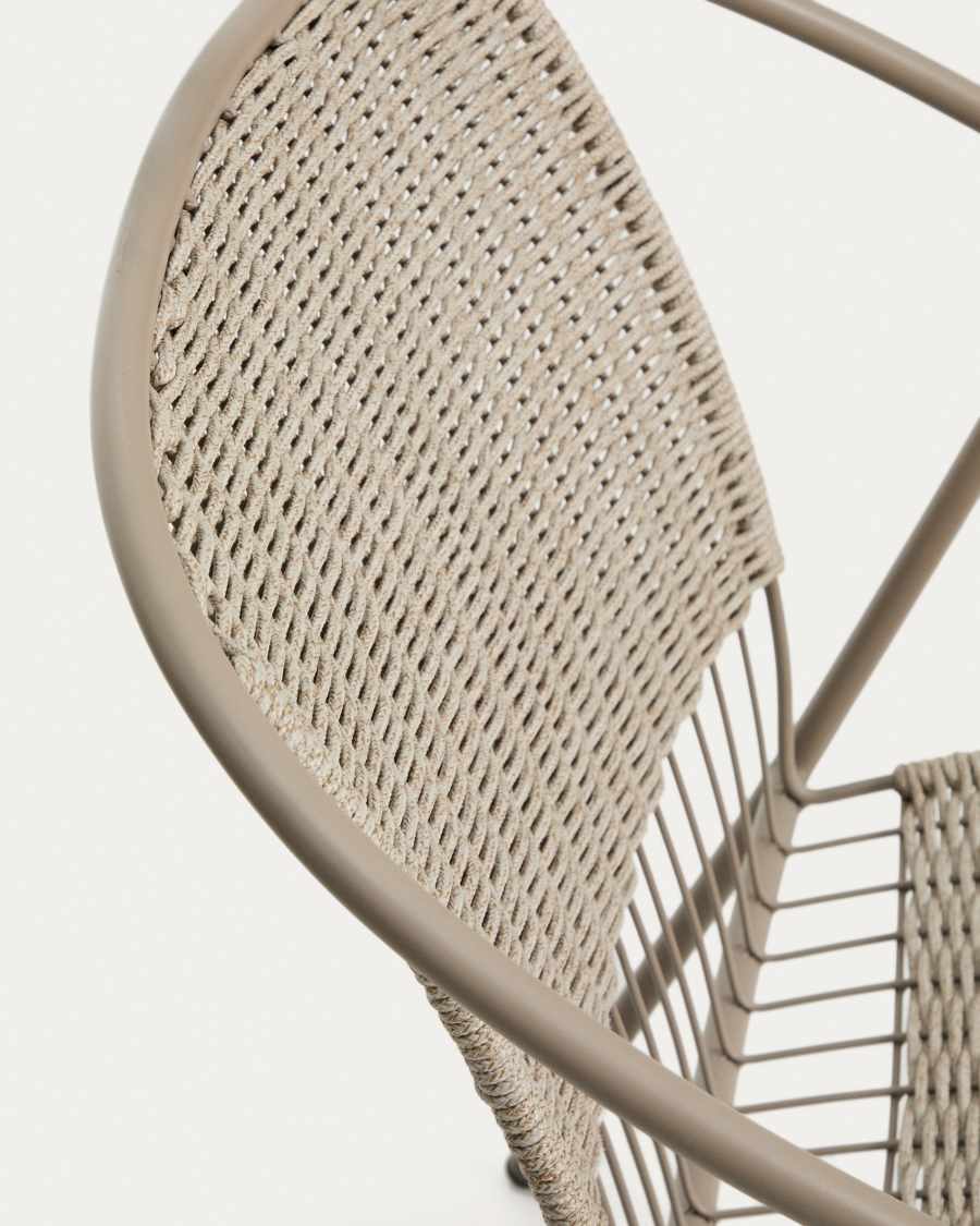 Πολυθρόνα Atrani από γαλβανισμένο ατσάλι και γκρι σκοινί