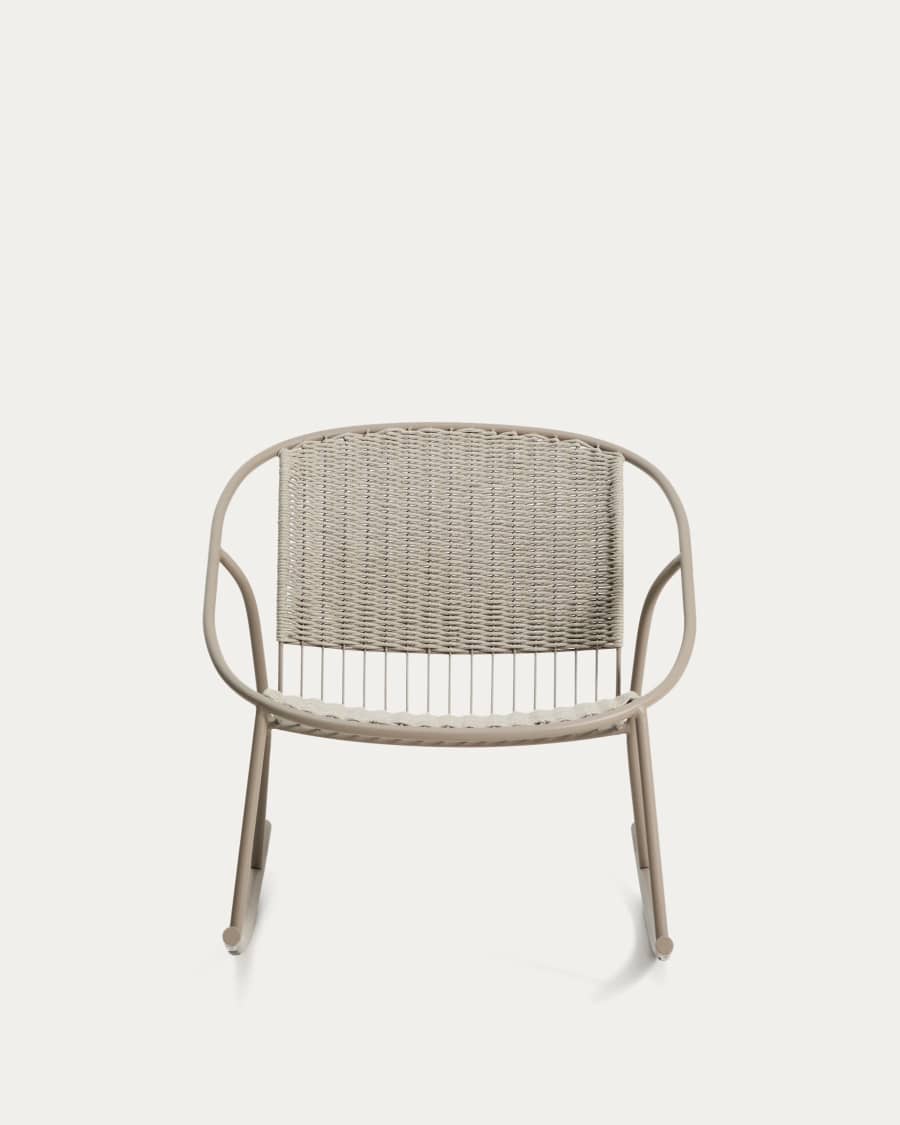 Sedia a dondolo Atrani in acciaio zincato e corda color tortora