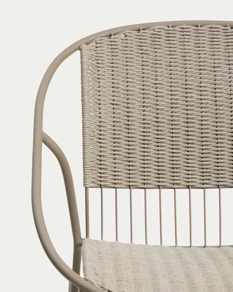 Sedia a dondolo Atrani in acciaio zincato e corda color tortora