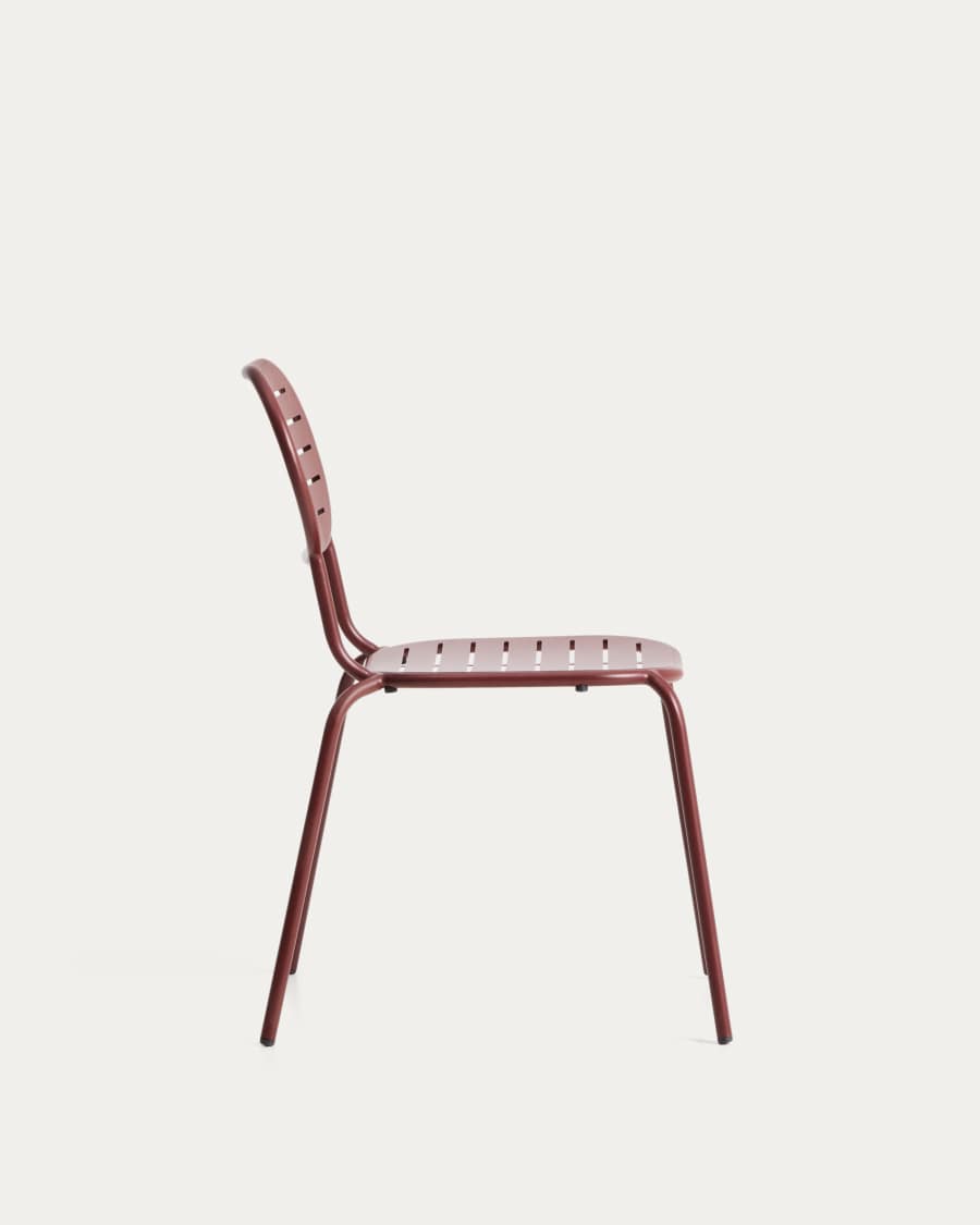 Brai outdoor stackable chair in burgundy galvanised steel