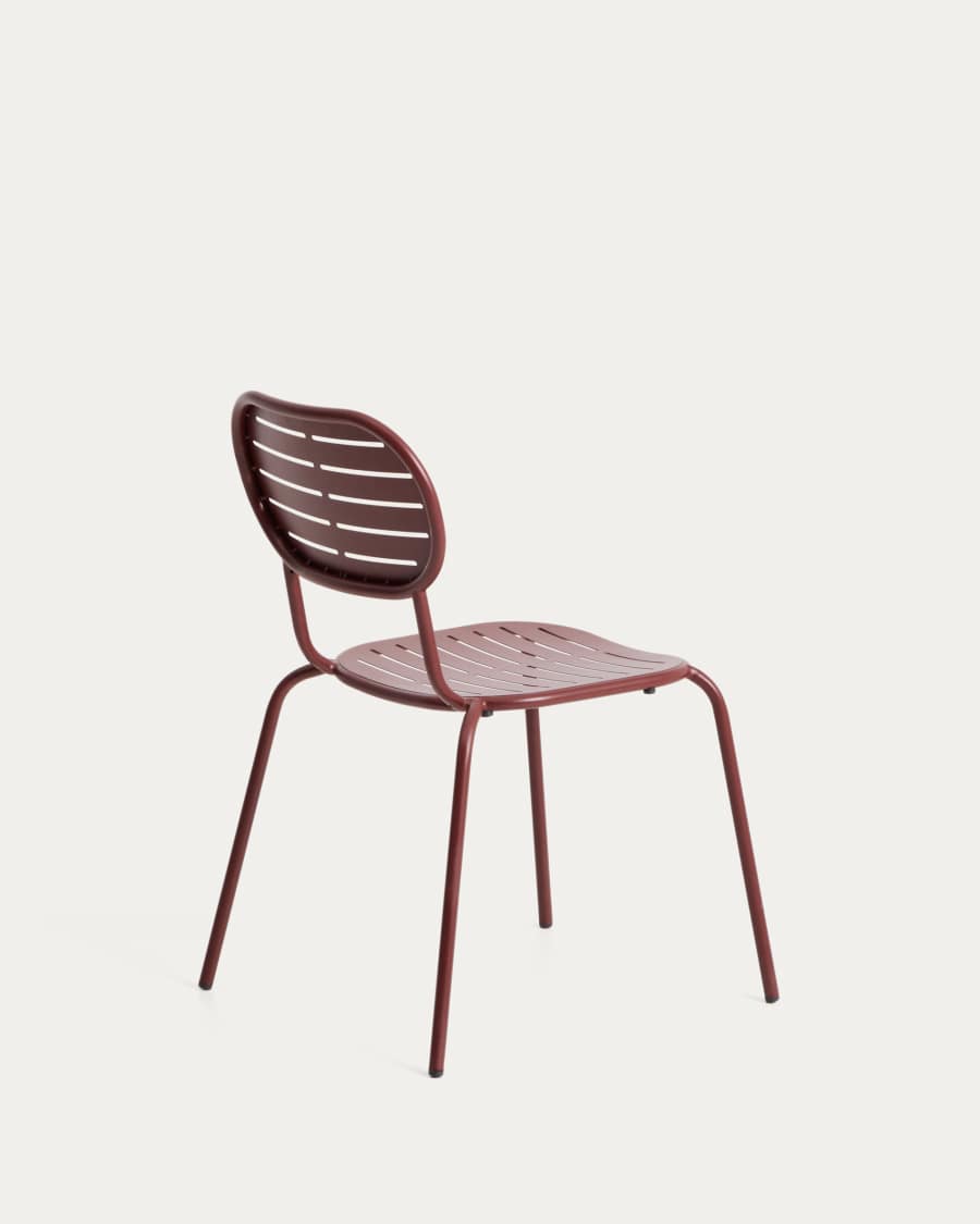 Brai outdoor stackable chair in burgundy galvanised steel