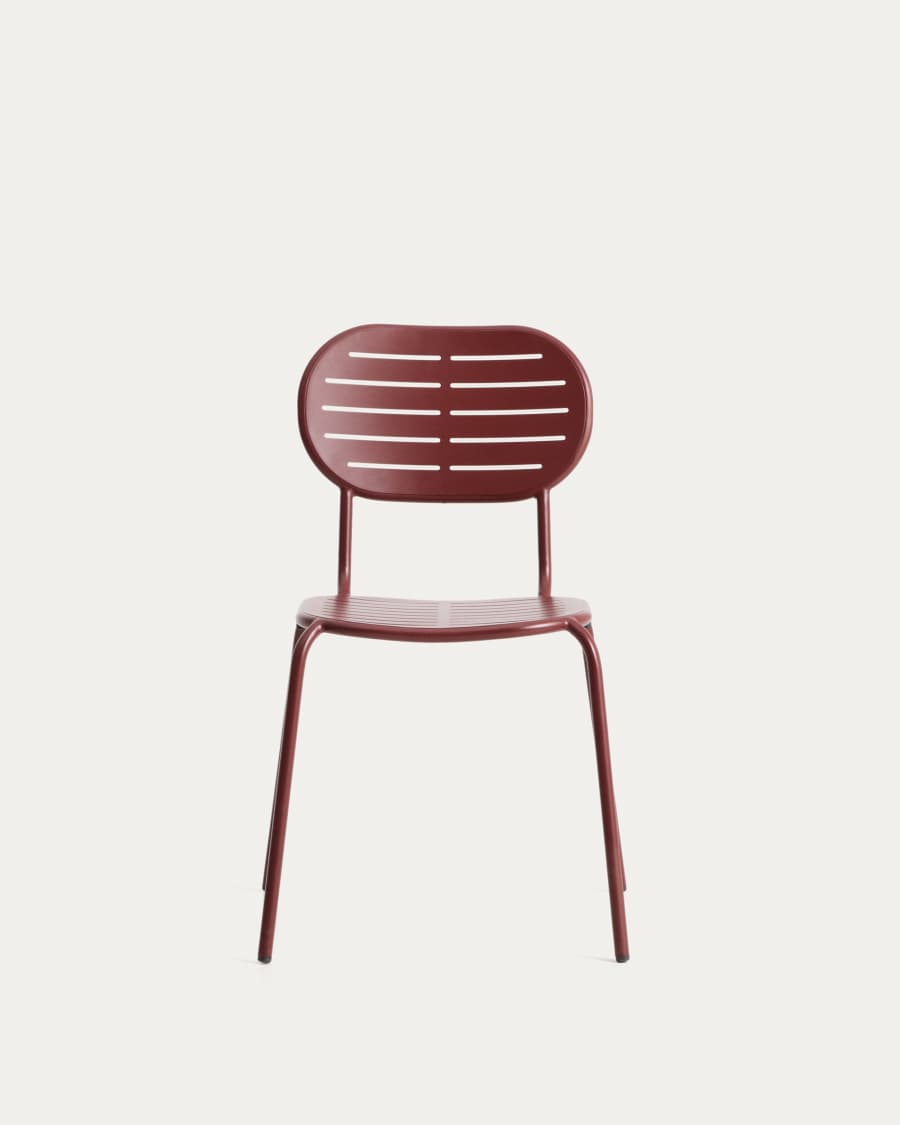 Brai outdoor stackable chair in burgundy galvanised steel