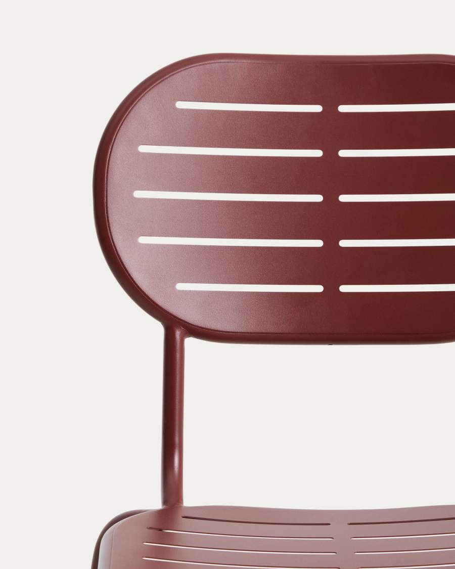Brai outdoor stackable chair in burgundy galvanised steel