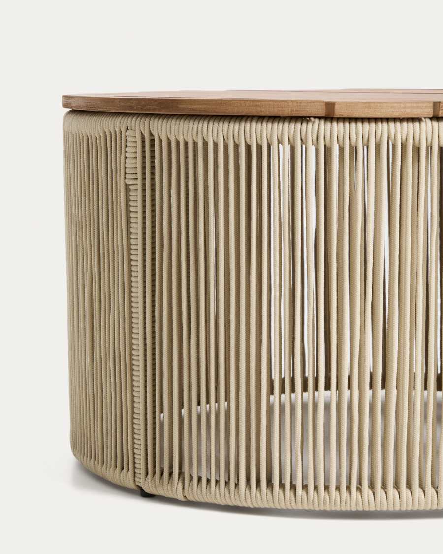 Dandara coffee table in steel, ecru rope cord and solid acacia wood Ø70cm FSC 100%
