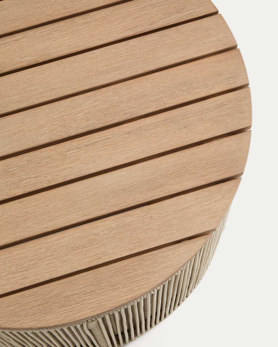 Dandara coffee table in steel, ecru rope cord and solid acacia wood Ø70cm FSC 100%