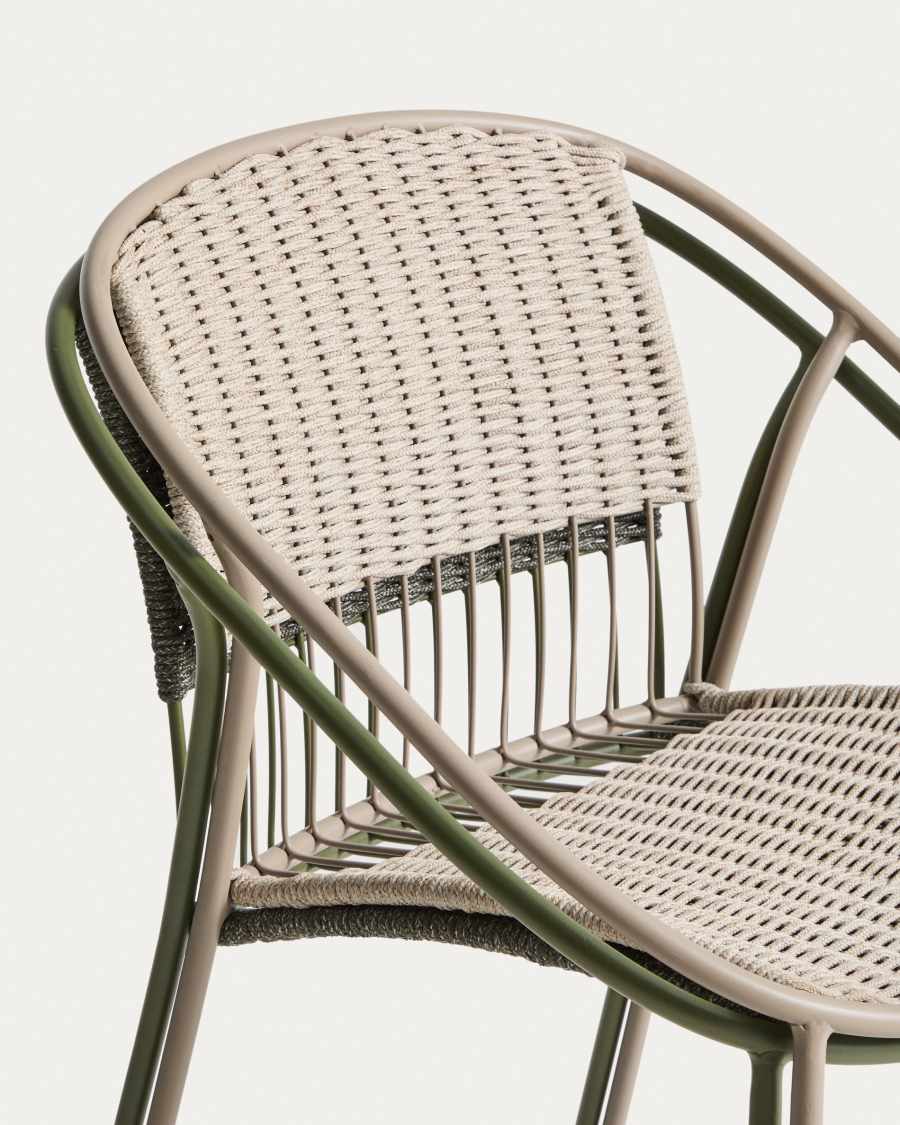 Sedia Atrani in acciaio zincato e corda color tortora