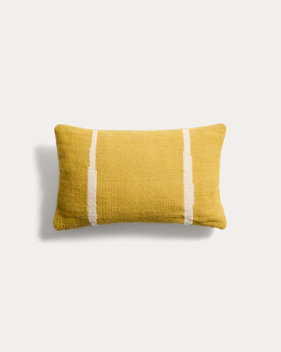 Daila yellow 100% PET cushion cover with Ikat graphic 30 x 50cm