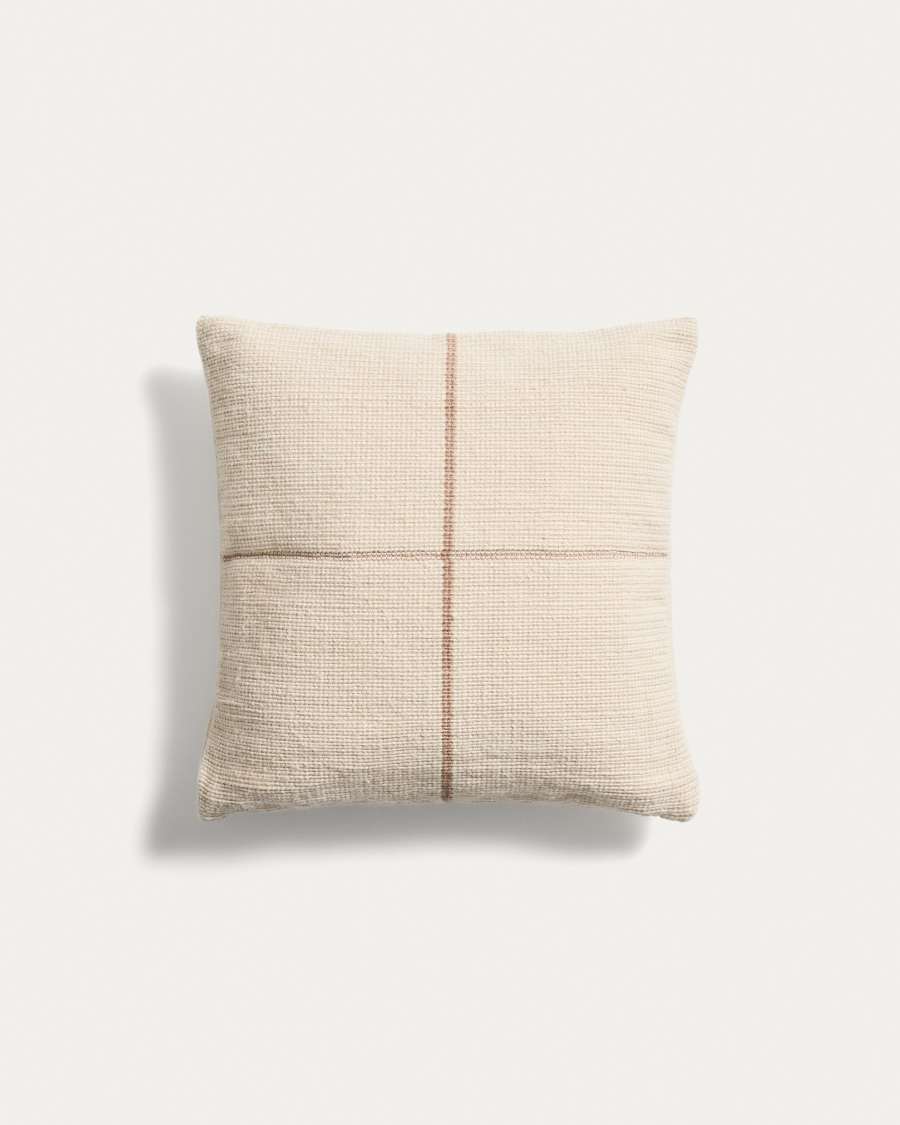 Housse de coussin Atima 100 % PET jacquard beige 45 x 45 cm