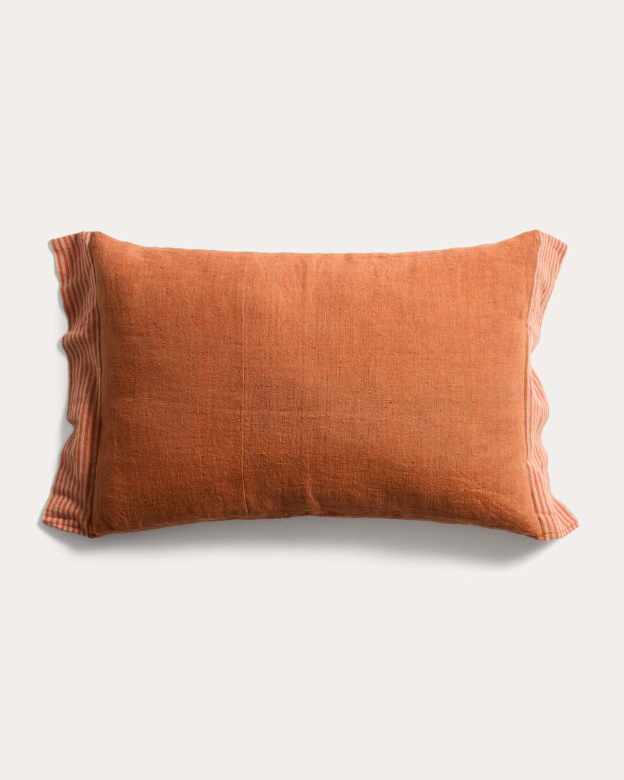Disea linen cushion cover with orange striped detail 40 x 60 cm
