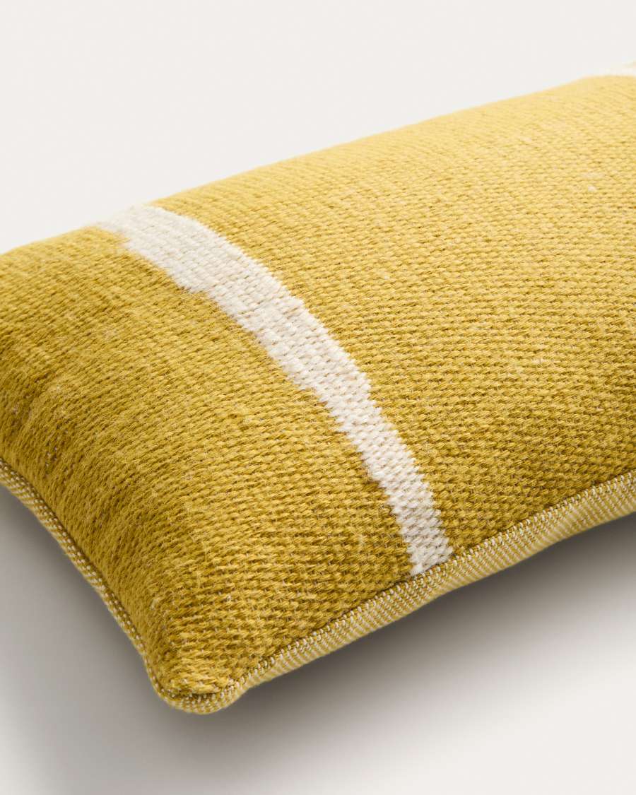 Daila yellow 100% PET cushion cover with Ikat graphic 30 x 50cm