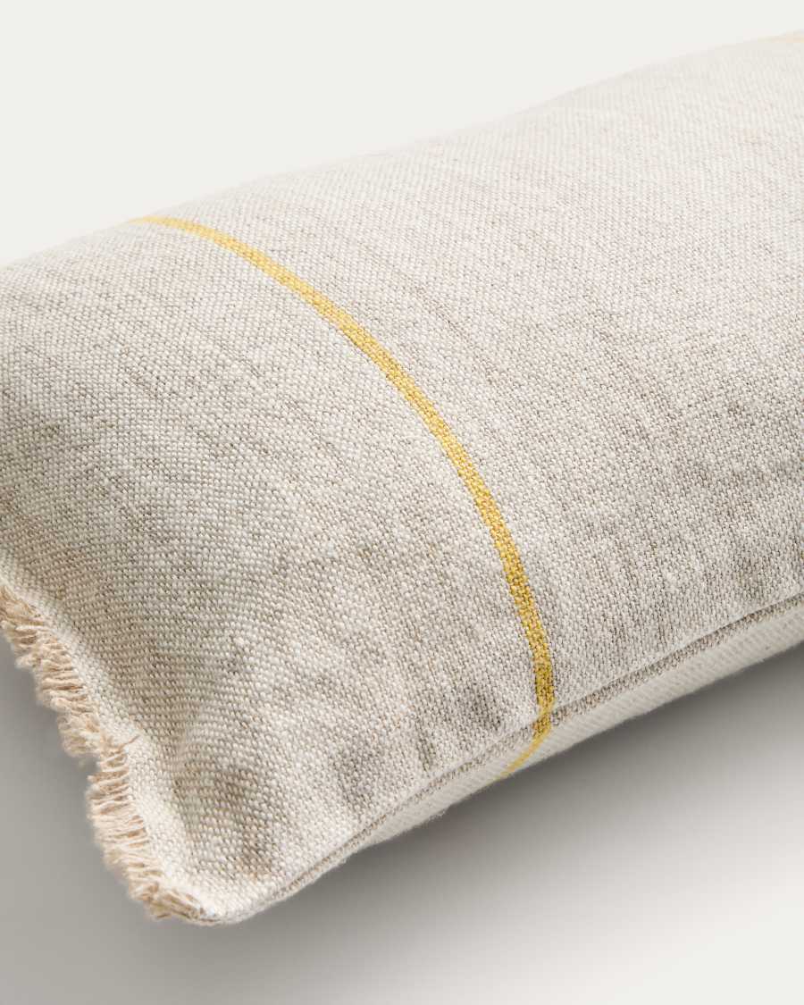 Federa Lidore in lino beige con righe gialle a contrasto (30 x 50 cm)