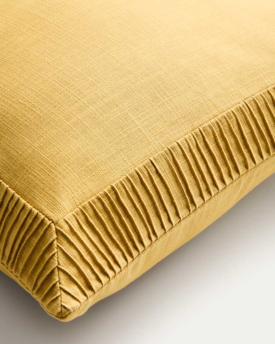 Luadia cotton cushion cover with yellow pleated detail 50 x 50cm