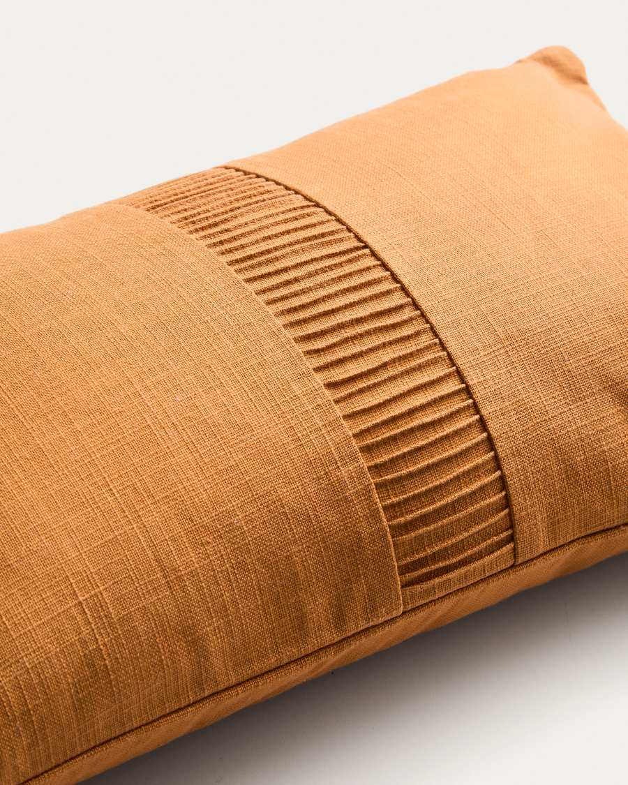 Luadia cotton cushion cover with orange pleated detail 30 x 50cm