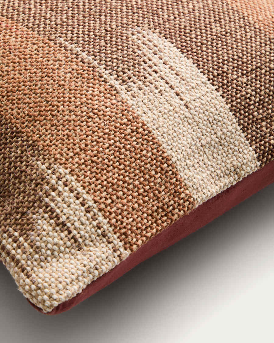 Kissenbezug Domira aus Jute mit mehrfarbiger Ikat-Grafik 50 x 50 cm