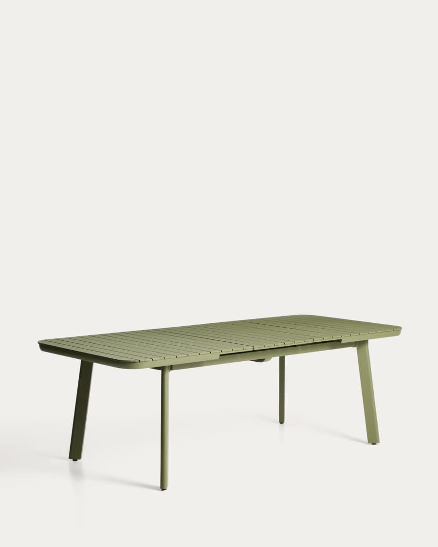 Table extensible d’extérieur Izola en aluminium avec finition verte 185 (235) x 100 cm