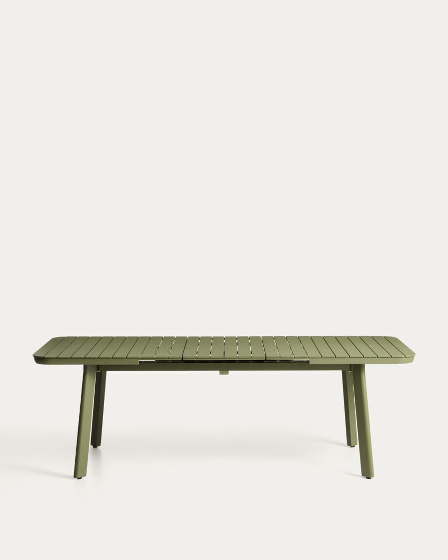 Table extensible d’extérieur Izola en aluminium avec finition verte 185 (235) x 100 cm