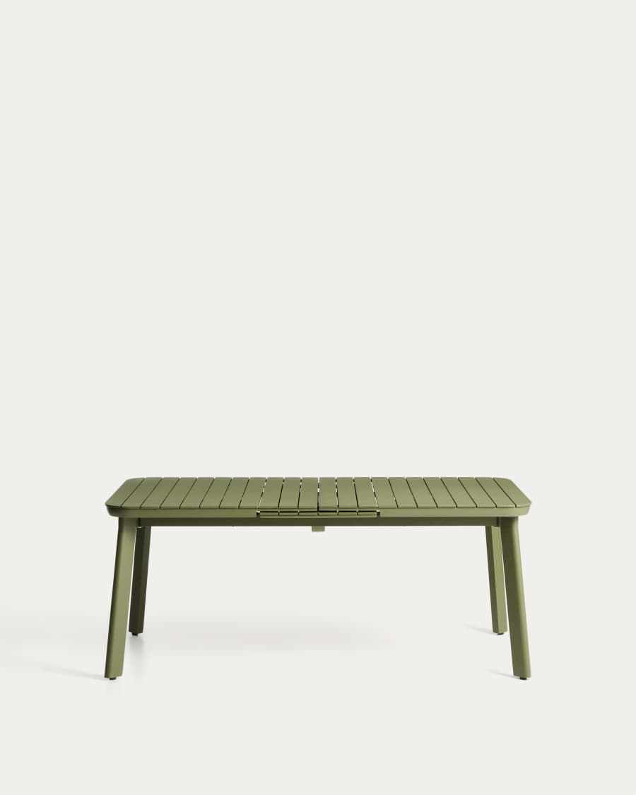 Table extensible d’extérieur Izola en aluminium avec finition verte 185 (235) x 100 cm