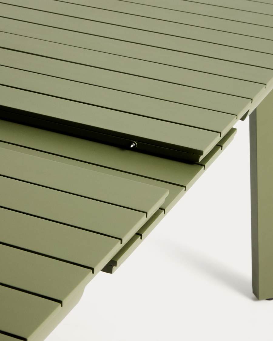 Table extensible d’extérieur Izola en aluminium avec finition verte 185 (235) x 100 cm