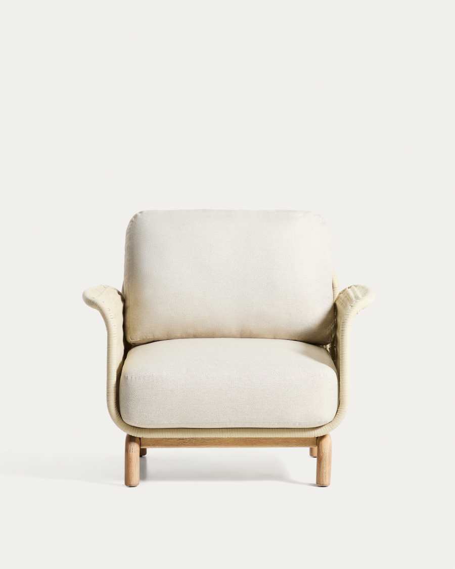Alipa armchair in FSC 100% solid acacia wood and ecru rope cord
