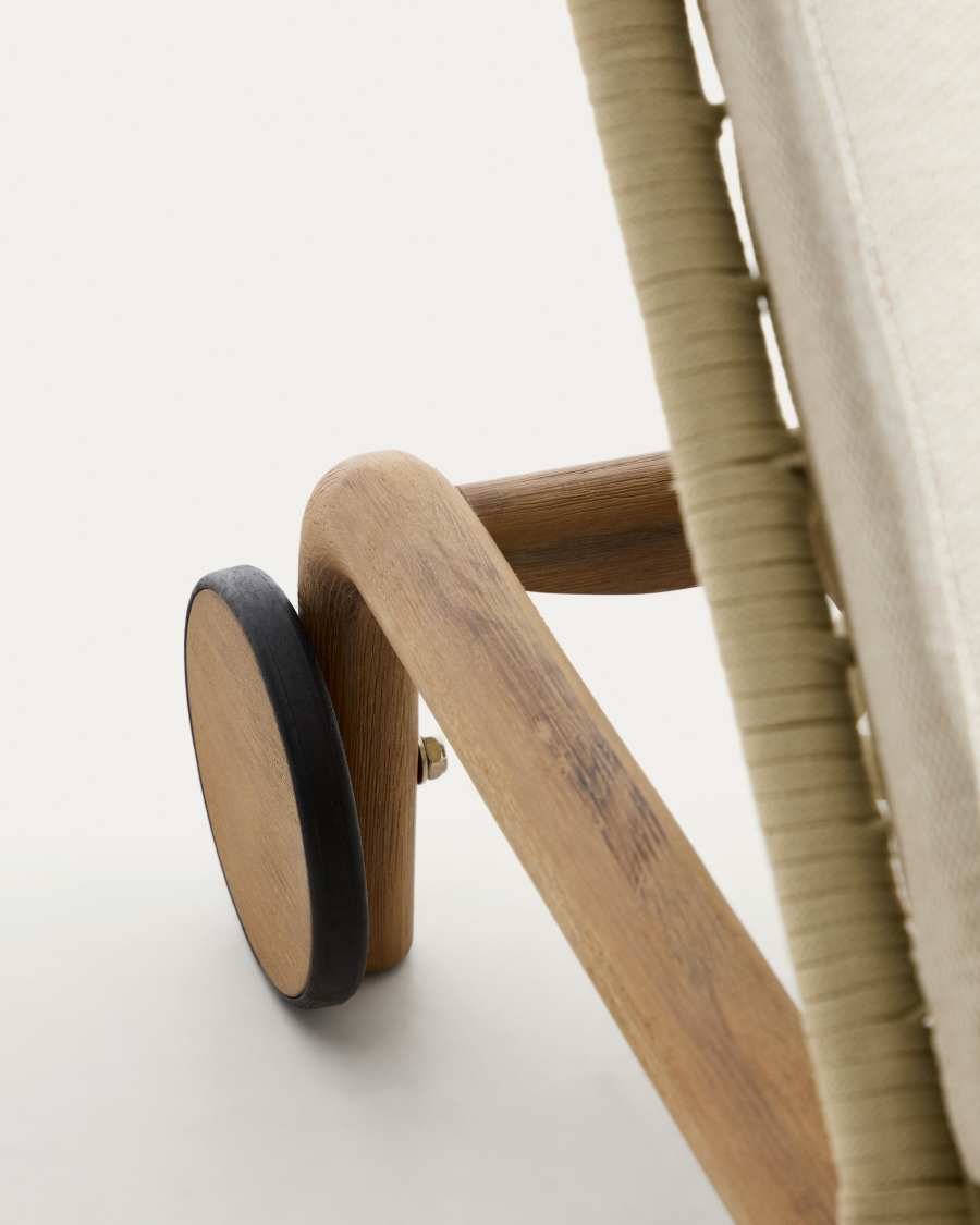 Alipa sun lounger in FSC 100% solid acacia wood and ecru rope cord