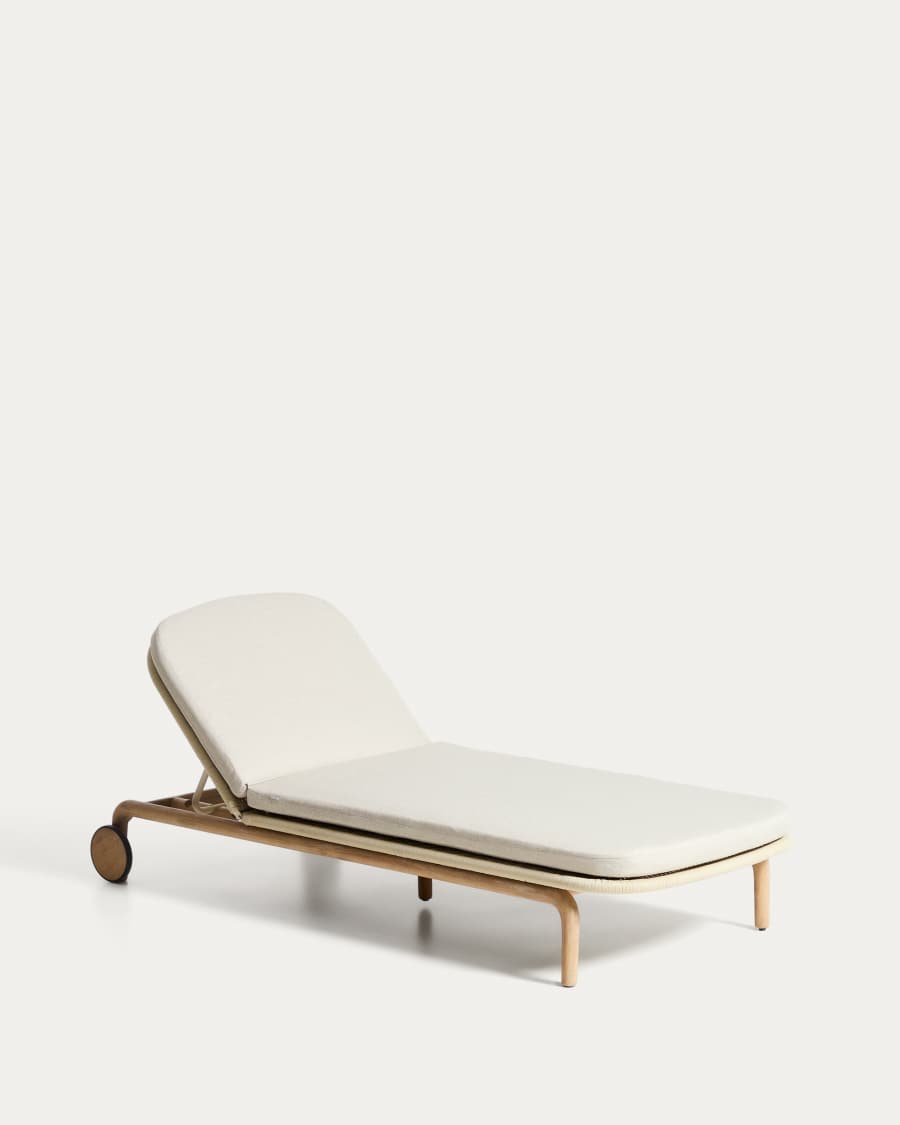 Alipa sun lounger in FSC 100% solid acacia wood and ecru rope cord