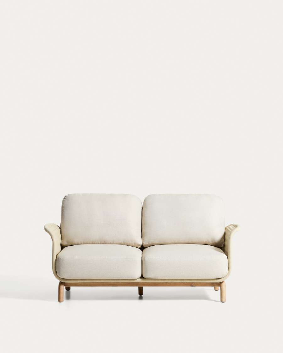 Alipa 2-seater sofa in solid acacia wood and ecru rope cord 165 cm