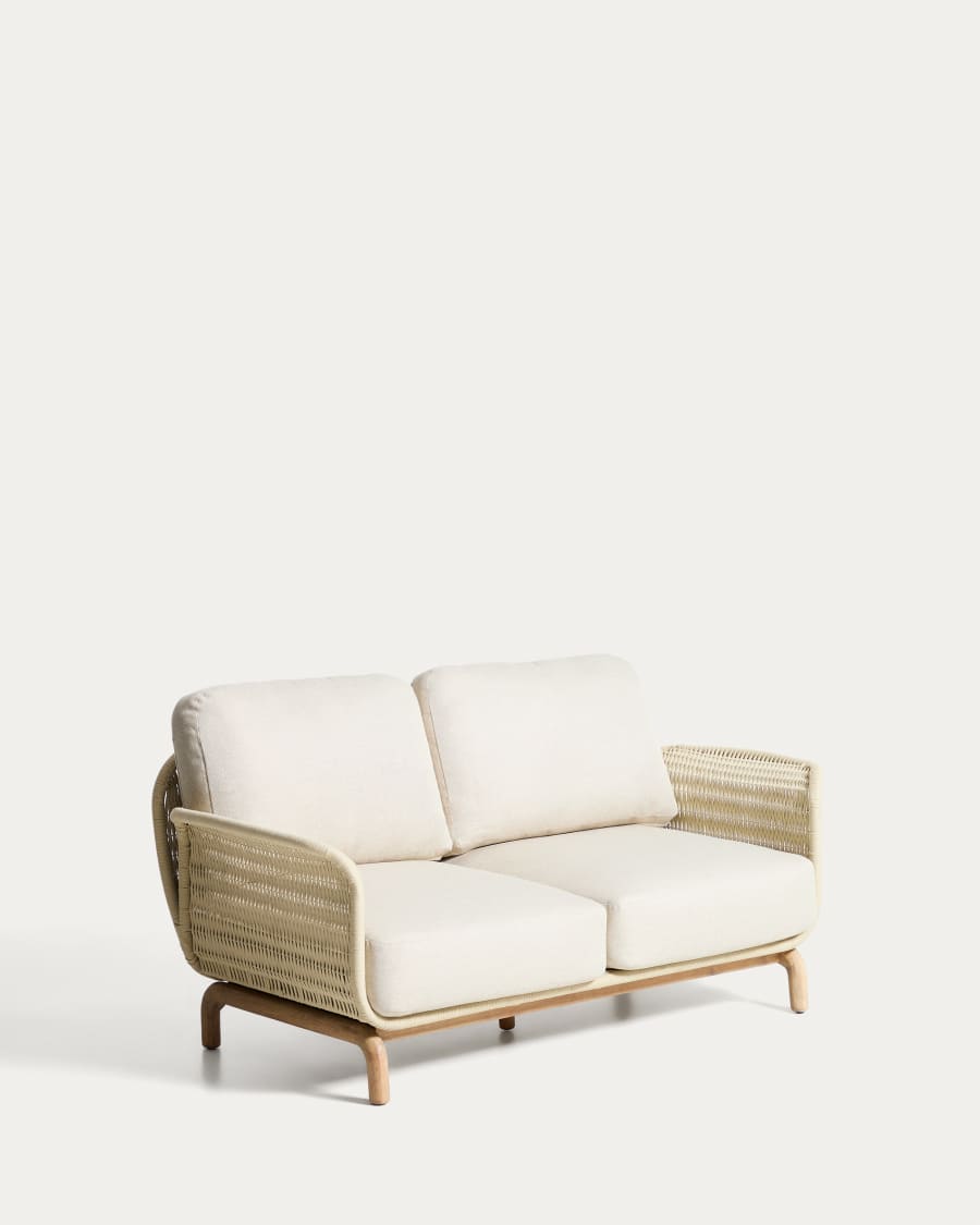 Alipa 2-seater sofa in solid acacia wood and ecru rope cord 165 cm