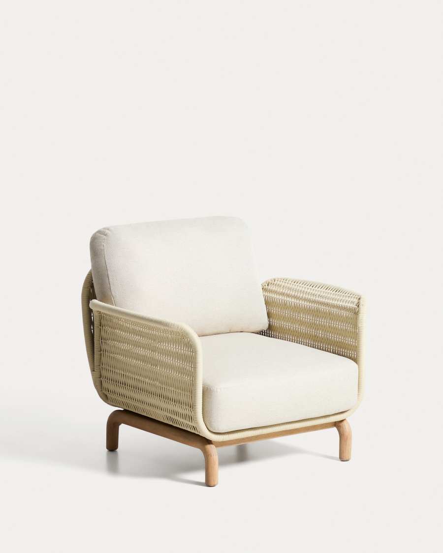 Alipa armchair in FSC 100% solid acacia wood and ecru rope cord