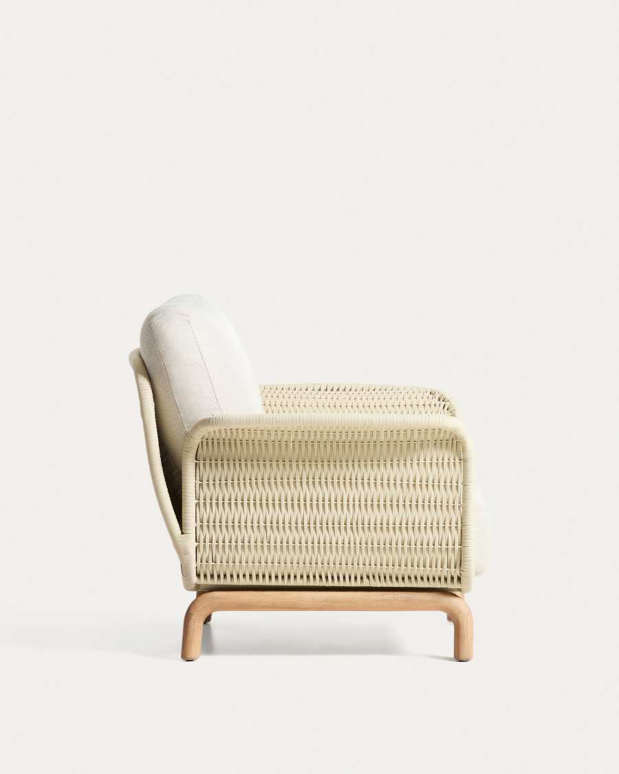Alipa armchair in FSC 100% solid acacia wood and ecru rope cord