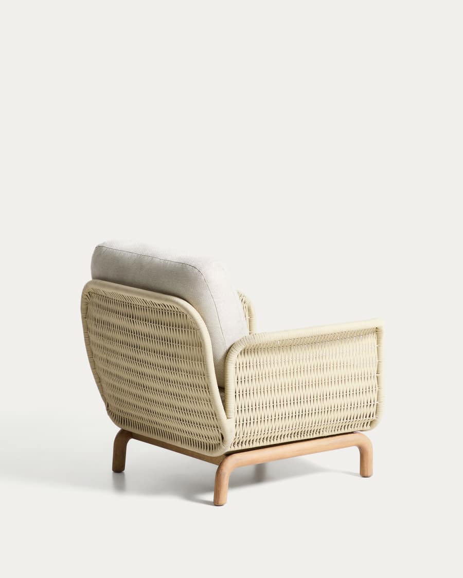 Alipa armchair in FSC 100% solid acacia wood and ecru rope cord