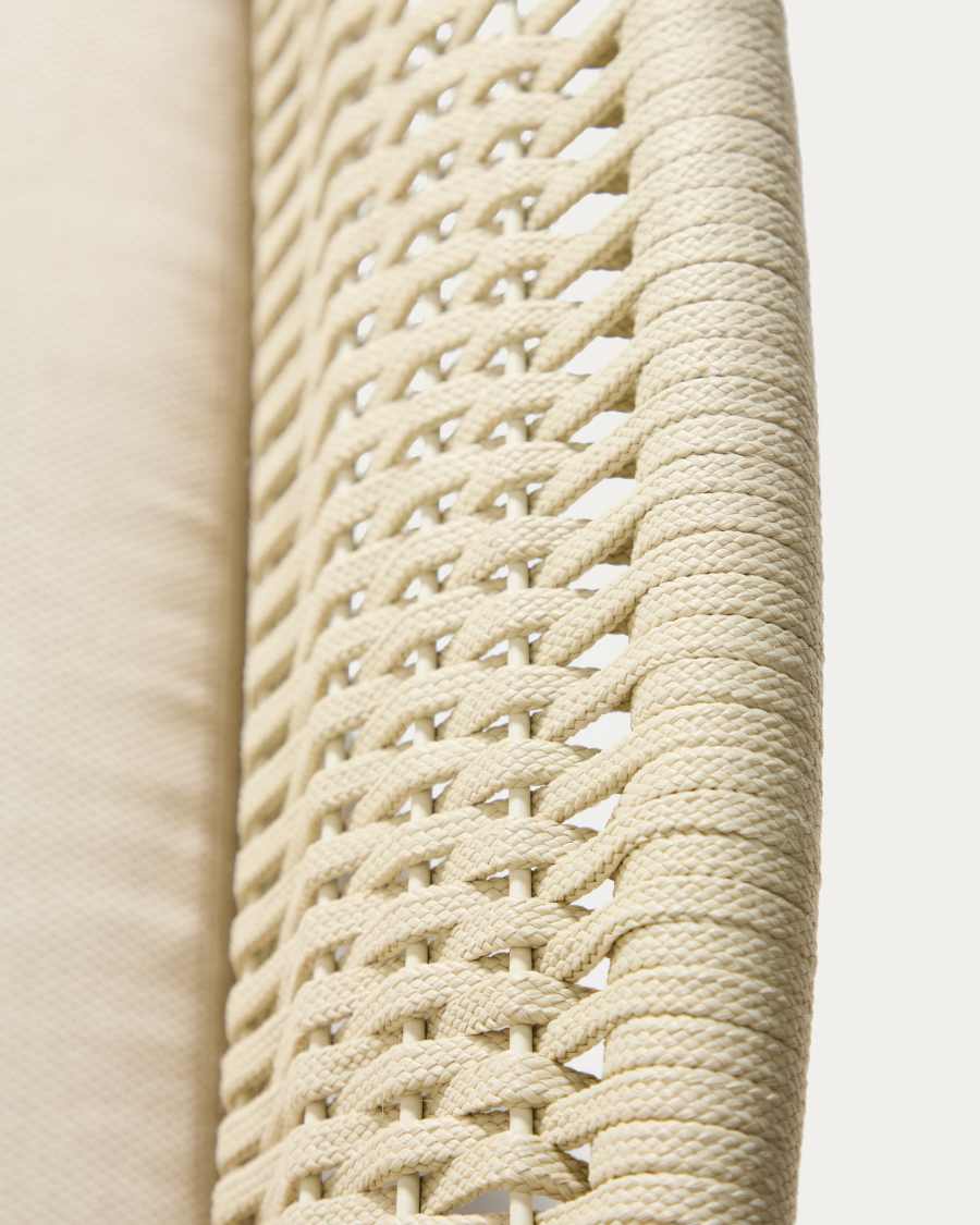 Alipa 3-seater sofa in solid acacia wood and ecru rope cord 235 cm