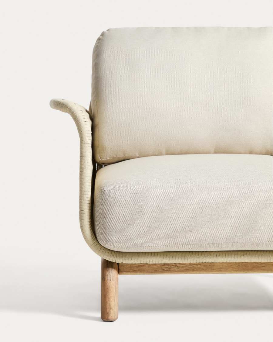 Alipa armchair in FSC 100% solid acacia wood and ecru rope cord