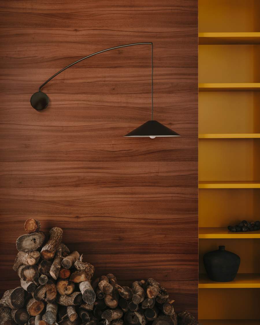 Kally wall lamp in a black painted finish UK adapter