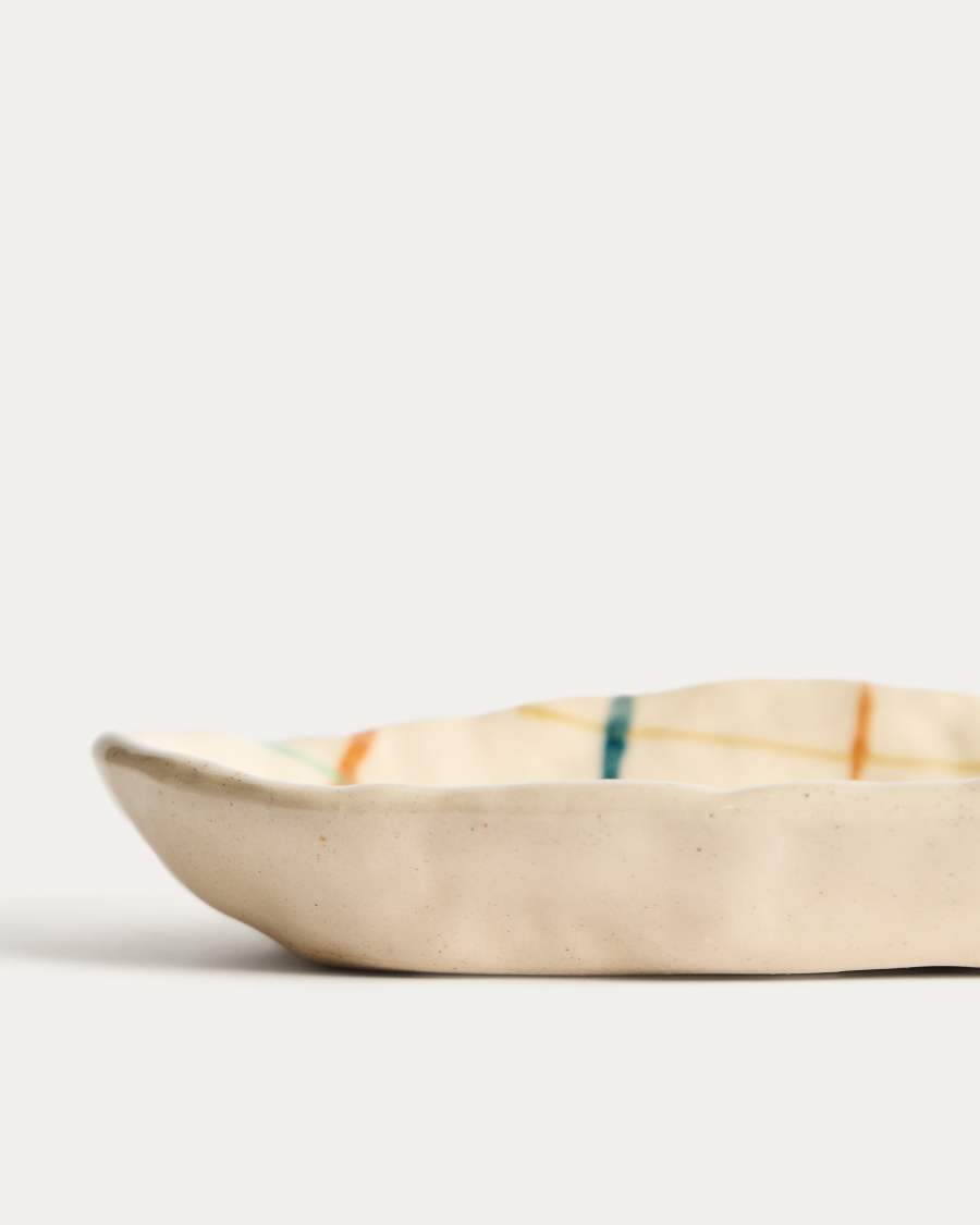 Belor ceramic tray with multicoloured lines 31.8 x 13cm