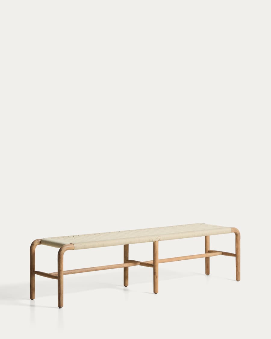 Alipa bench in FSC 100% solid acacia wood and ecru rope cord 200 cm