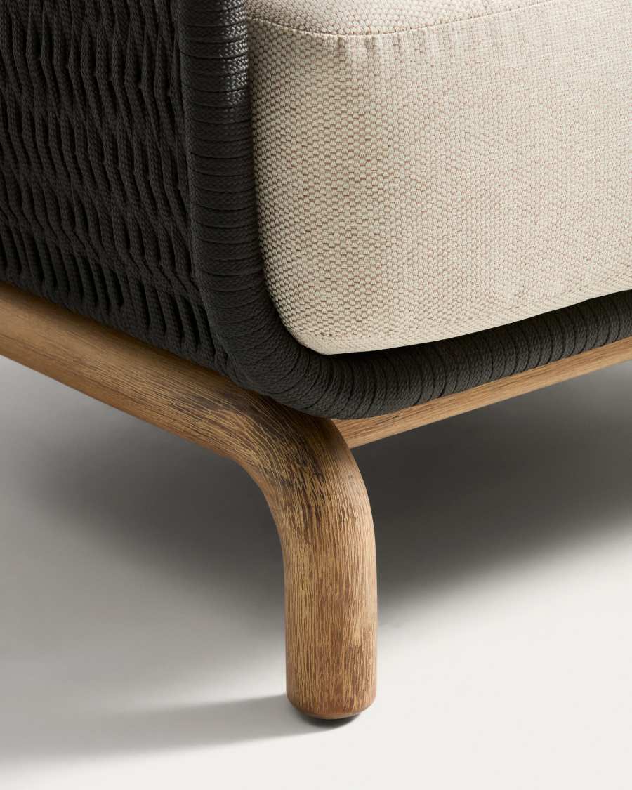 Alipa armchair in FSC 100% solid acacia wood and dark grey rope cord