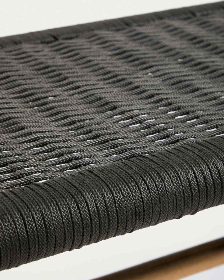 Alipa bench in FSC 100% solid acacia wood and dark grey rope cord 200 cm
