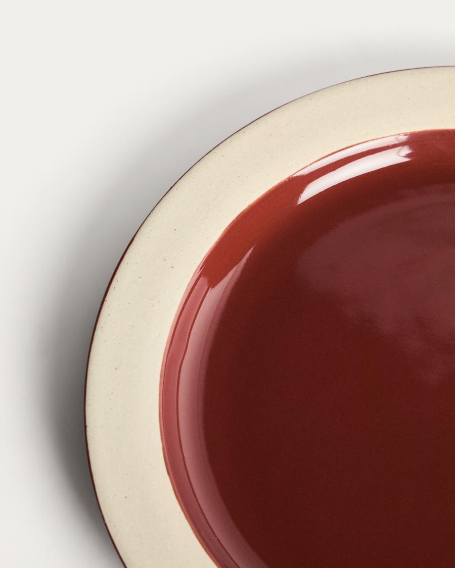 Doren burgundy ceramic dessert plate