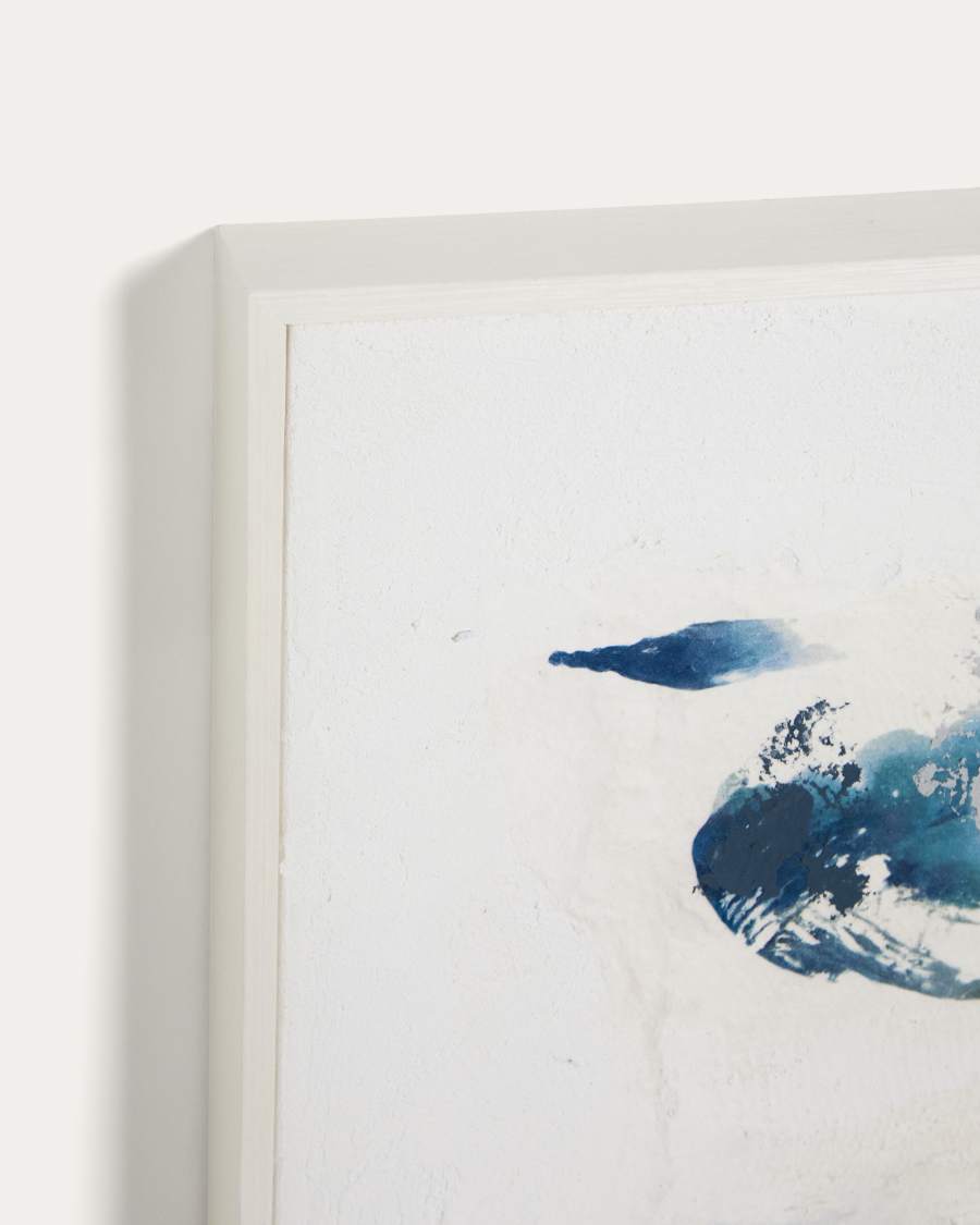 Tableau abstrait Erale gris et bleu peint à la main 80 x 100 cm