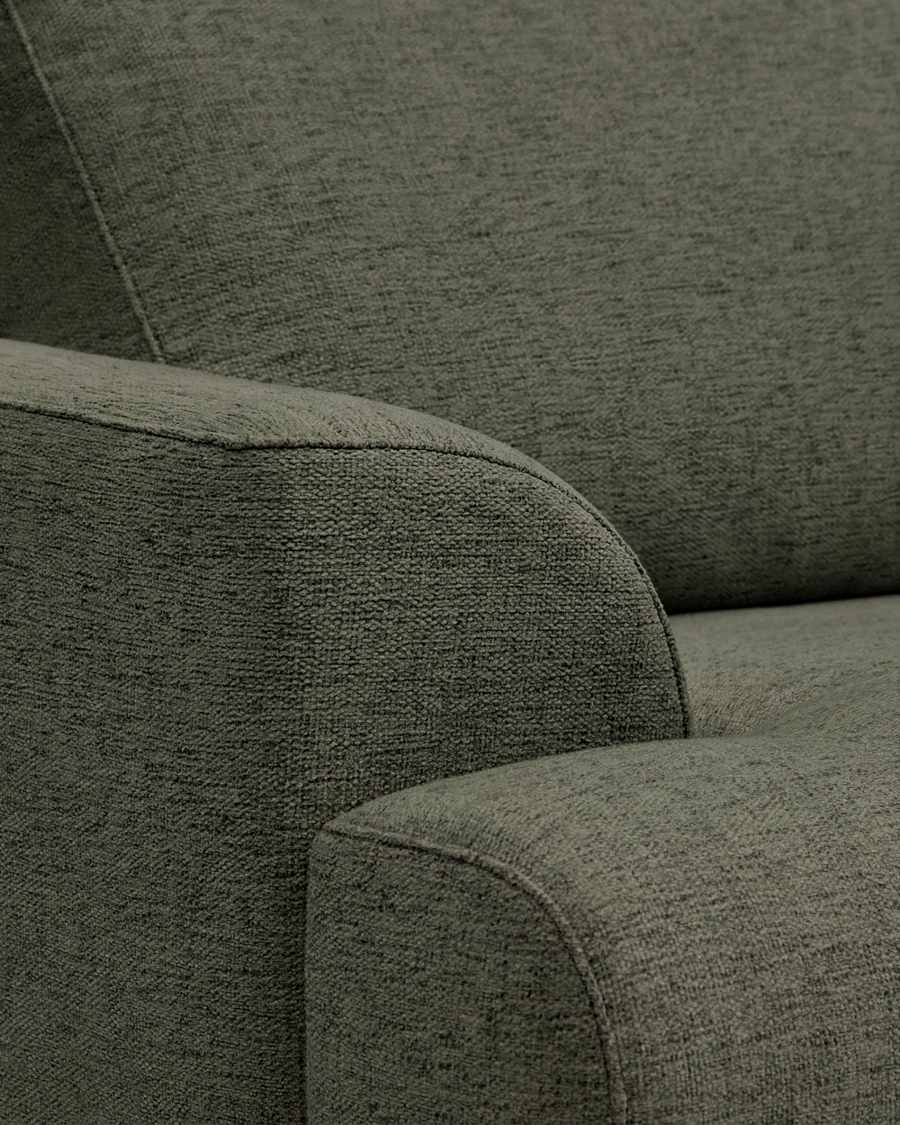 Karin dark green 3-seater sofa with solid beech wood legs 231cm